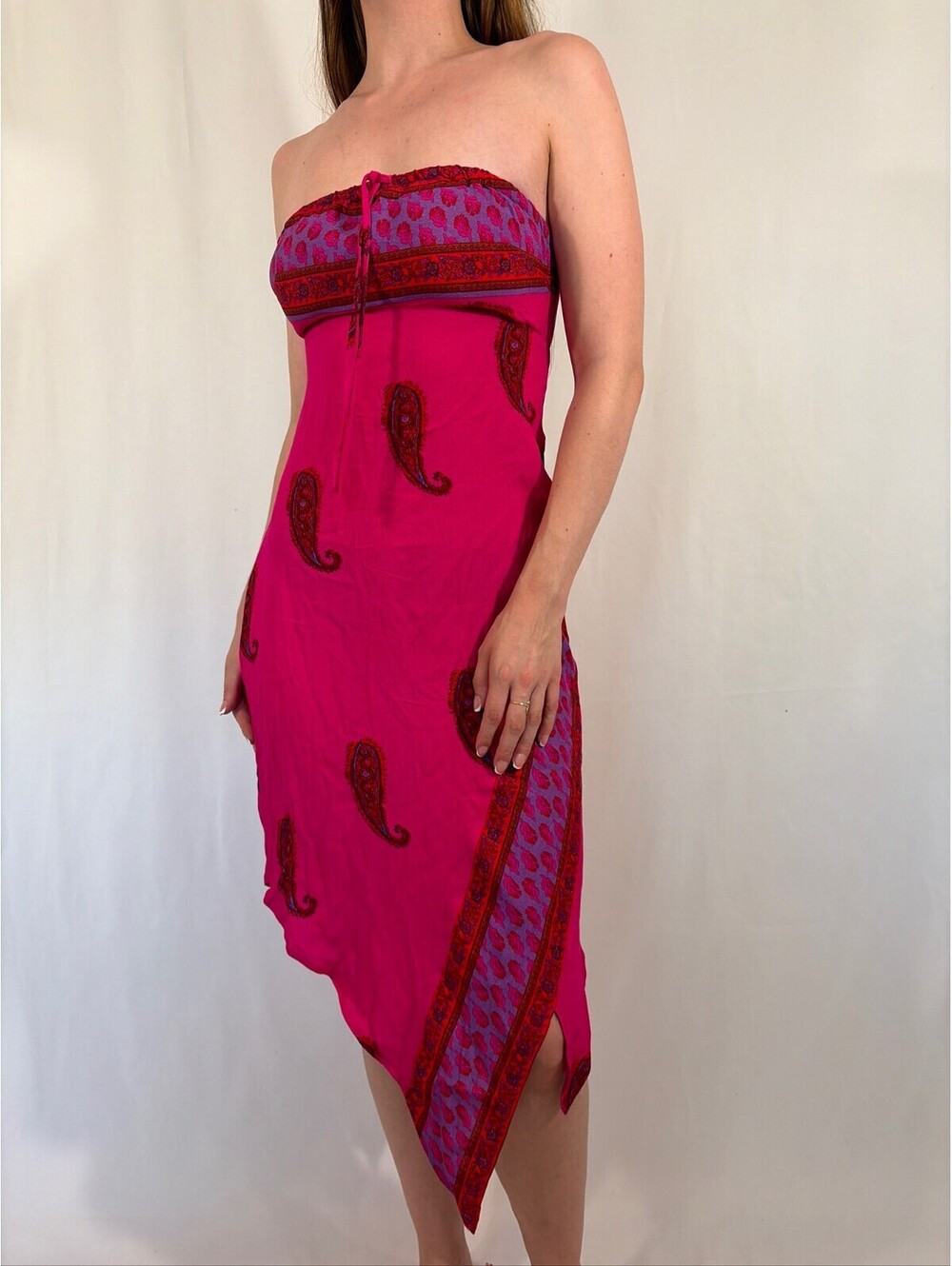 Strapless Paisley Mermaid Beach Summer Midi Dress